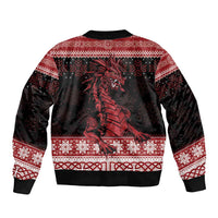 Christmas Wales Celtic Sleeve Zip Bomber Jacket Welsh Dragon Nadolig Llawen - Wonder Print Shop