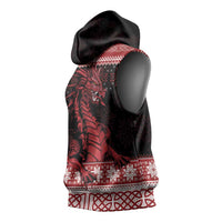 Christmas Wales Celtic Sleeveless Hoodie Welsh Dragon Nadolig Llawen - Wonder Print Shop
