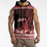 Christmas Wales Celtic Sleeveless Hoodie Welsh Dragon Nadolig Llawen - Wonder Print Shop