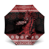 Christmas Wales Celtic Umbrella Welsh Dragon Nadolig Llawen - Wonder Print Shop