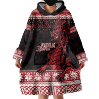 Christmas Wales Celtic Wearable Blanket Hoodie Welsh Dragon Nadolig Llawen - Wonder Print Shop