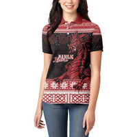 Christmas Wales Celtic Women Polo Shirt Welsh Dragon Nadolig Llawen - Wonder Print Shop