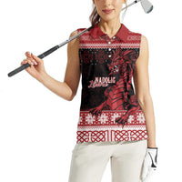 Christmas Wales Celtic Women Sleeveless Polo Shirt Welsh Dragon Nadolig Llawen - Wonder Print Shop