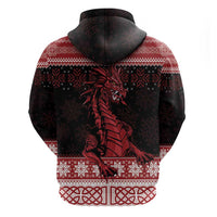 Christmas Wales Celtic Zip Hoodie Welsh Dragon Nadolig Llawen - Wonder Print Shop
