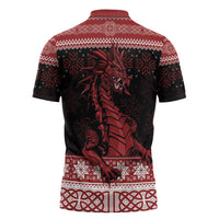 Christmas Wales Celtic Zipper Polo Shirt Welsh Dragon Nadolig Llawen - Wonder Print Shop
