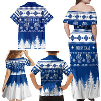 Finland Christmas Hannunvaakuna Tattoo Family Matching Off Shoulder Maxi Dress and Hawaiian Shirt Hyvaa Joulua - Flag Color LT7 - Wonder Print Shop