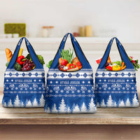 Finland Christmas Hannunvaakuna Tattoo Grocery Bag Hyvaa Joulua - Flag Color