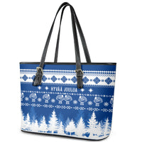 Finland Christmas Hannunvaakuna Tattoo Leather Tote Bag Hyvaa Joulua - Flag Color - Wonder Print Shop