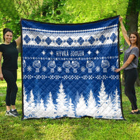 Finland Christmas Hannunvaakuna Tattoo Quilt Hyvaa Joulua - Flag Color - Wonder Print Shop