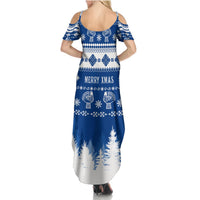 Finland Christmas Hannunvaakuna Tattoo Summer Maxi Dress Hyvaa Joulua - Flag Color - Wonder Print Shop