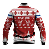 Finland Christmas Hannunvaakuna Tattoo Baseball Jacket Hyvaa Joulua - Red LT7 - Wonder Print Shop