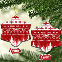 Finland Christmas Hannunvaakuna Tattoo Ceramic Ornament Hyvaa Joulua - Red LT7 - Wonder Print Shop