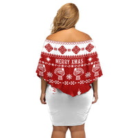 Finland Christmas Hannunvaakuna Tattoo Family Matching Off Shoulder Short Dress and Hawaiian Shirt Hyvaa Joulua - Red LT7 - Wonder Print Shop