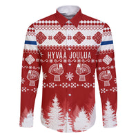 Finland Christmas Hannunvaakuna Tattoo Family Matching Puletasi Dress and Hawaiian Shirt Hyvaa Joulua - Red - Wonder Print Shop