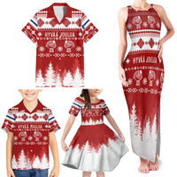 Finland Christmas Hannunvaakuna Tattoo Family Matching Tank Maxi Dress and Hawaiian Shirt Hyvaa Joulua - Red - Wonder Print Shop