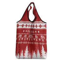 Finland Christmas Hannunvaakuna Tattoo Grocery Bag Hyvaa Joulua - Red