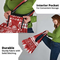 Finland Christmas Hannunvaakuna Tattoo Grocery Bag Hyvaa Joulua - Red