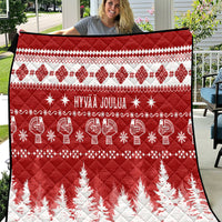Finland Christmas Hannunvaakuna Tattoo Quilt Hyvaa Joulua - Red - Wonder Print Shop