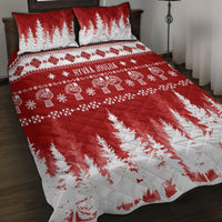 Finland Christmas Hannunvaakuna Tattoo Quilt Bed Set Hyvaa Joulua - Red - Wonder Print Shop