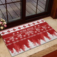 Finland Christmas Hannunvaakuna Tattoo Rubber Doormat Hyvaa Joulua - Red - Wonder Print Shop