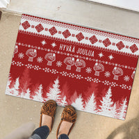 Finland Christmas Hannunvaakuna Tattoo Rubber Doormat Hyvaa Joulua - Red - Wonder Print Shop