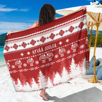 Finland Christmas Hannunvaakuna Tattoo Sarong Hyvaa Joulua - Red - Wonder Print Shop