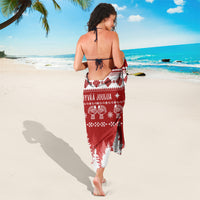 Finland Christmas Hannunvaakuna Tattoo Sarong Hyvaa Joulua - Red - Wonder Print Shop