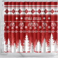 finland-christmas-hannunvaakuna-tattoo-shower-curtain-hyvaa-joulua-red