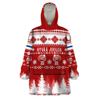 Finland Christmas Hannunvaakuna Tattoo Wearable Blanket Hoodie Hyvaa Joulua - Red - Wonder Print Shop