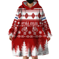 Finland Christmas Hannunvaakuna Tattoo Wearable Blanket Hoodie Hyvaa Joulua - Red - Wonder Print Shop