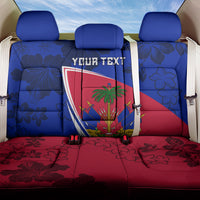 Personalised Haiti Independence Anniversary Back Car Seat Cover Mix Hibiscus - Flag Color LT7 - Wonder Print Shop