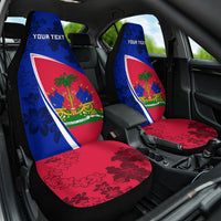 Personalised Haiti Independence Anniversary Car Seat Cover Mix Hibiscus - Flag Color LT7 - Wonder Print Shop