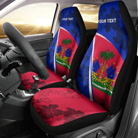 Personalised Haiti Independence Anniversary Car Seat Cover Mix Hibiscus - Flag Color LT7 - Wonder Print Shop