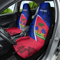 Personalised Haiti Independence Anniversary Car Seat Cover Mix Hibiscus - Flag Color LT7 - Wonder Print Shop