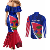 personalised-haiti-independence-anniversary-couples-matching-mermaid-dress-and-long-sleeve-button-shirt-mix-hibiscus-flag-color