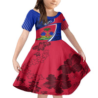 Personalised Haiti Independence Anniversary Family Matching Mermaid Dress and Hawaiian Shirt Mix Hibiscus - Flag Color LT7 - Wonder Print Shop