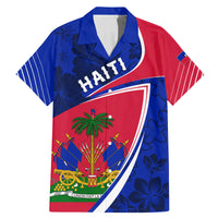 Personalised Haiti Independence Anniversary Family Matching Mermaid Dress and Hawaiian Shirt Mix Hibiscus - Flag Color LT7 - Wonder Print Shop