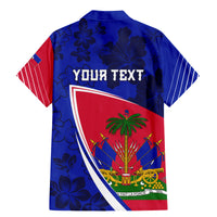 Personalised Haiti Independence Anniversary Family Matching Mermaid Dress and Hawaiian Shirt Mix Hibiscus - Flag Color LT7 - Wonder Print Shop