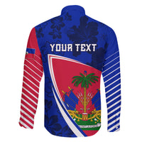 Personalised Haiti Independence Anniversary Family Matching Off Shoulder Short Dress and Hawaiian Shirt Mix Hibiscus - Flag Color LT7 - Wonder Print Shop