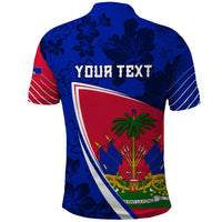 Personalised Haiti Independence Anniversary Polo Shirt Mix Hibiscus - Flag Color - Wonder Print Shop