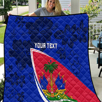 Personalised Haiti Independence Anniversary Quilt Mix Hibiscus - Flag Color - Wonder Print Shop