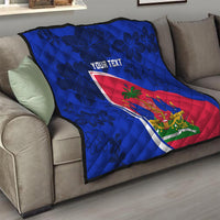 Personalised Haiti Independence Anniversary Quilt Mix Hibiscus - Flag Color - Wonder Print Shop