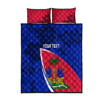 Personalised Haiti Independence Anniversary Quilt Bed Set Mix Hibiscus - Flag Color - Wonder Print Shop