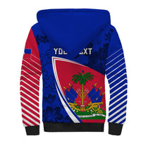 Personalised Haiti Independence Anniversary Sherpa Hoodie Mix Hibiscus - Flag Color - Wonder Print Shop