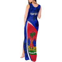 Personalised Haiti Independence Anniversary Tank Maxi Dress Mix Hibiscus - Flag Color - Wonder Print Shop