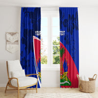 Personalised Haiti Independence Anniversary Window Curtain Mix Hibiscus - Flag Color - Wonder Print Shop