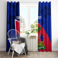 Personalised Haiti Independence Anniversary Window Curtain Mix Hibiscus - Flag Color - Wonder Print Shop