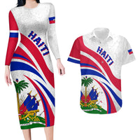 Haiti Independence Anniversary Couples Matching Long Sleeve Bodycon Dress and Hawaiian Shirt Ayiti Basic Style LT7 - Wonder Print Shop