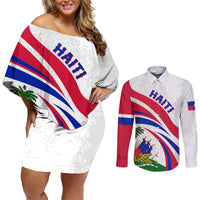 Haiti Independence Anniversary Couples Matching Off Shoulder Short Dress and Long Sleeve Button Shirt Ayiti Basic Style LT7 - Wonder Print Shop