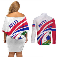 Haiti Independence Anniversary Couples Matching Off Shoulder Short Dress and Long Sleeve Button Shirt Ayiti Basic Style LT7 - Wonder Print Shop